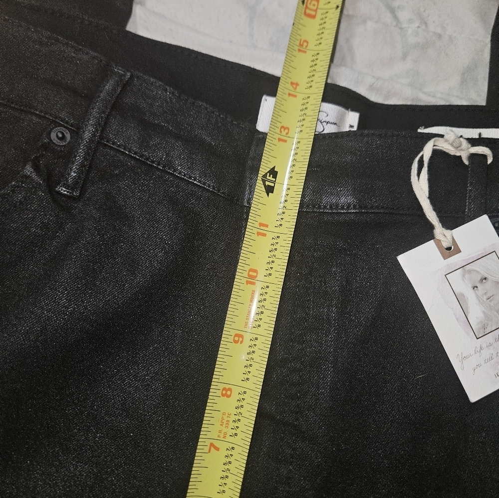 Jessica Simpson Women's Black Charmed Coated Flare Jeans Pants Plus Size - Picture 7 of 9